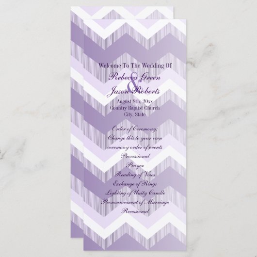 Moderne Ombre paarse Chevron huwelijksprogramma's Programma (Voorkant / Achterkant)