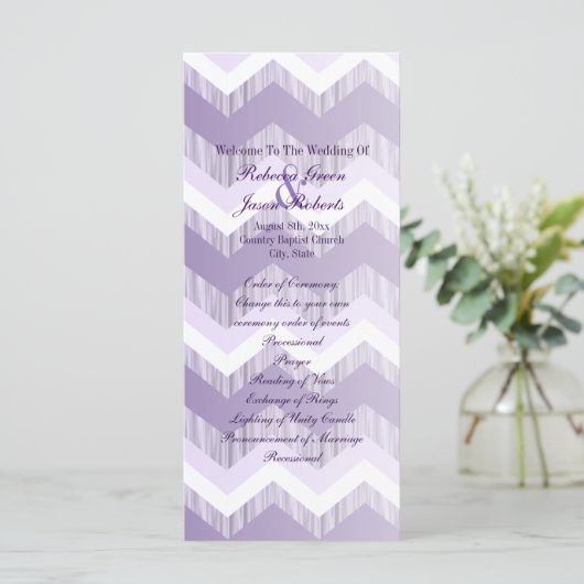 Moderne Ombre paarse Chevron huwelijksprogramma's Programma (Staand voorkant)