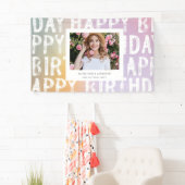 Moderne Ombre Pastel Foto Verjaardagsfeest Banner (Insitu)