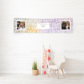 Moderne Ombre Pastel multi Foto Verjaardagsfeestje Spandoek (Insitu)