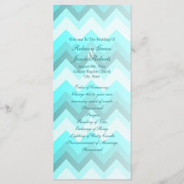 Moderne Ombre Turquoise Chevron huwelijksprogramma Programma