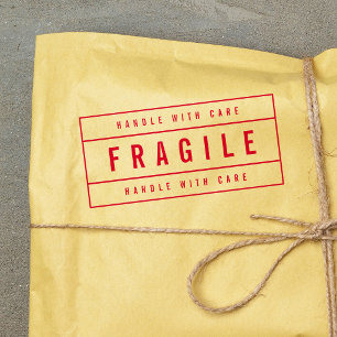 Moderne Omrande Vetgedrukte Handle With Care Fragi Zelfinktende Stempel