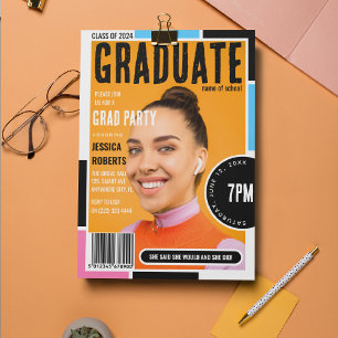 Moderne Omslagfoto Magazine Afstudeerfeest Kaart