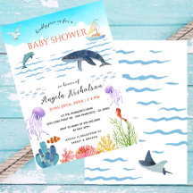 Moderne Onder de Zee Aquarel Baby Shower