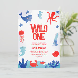 Moderne Onder De Zee Oceaan Kinderen 1e Verjaardag Kaart