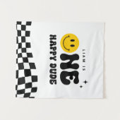 Moderne ONE Happy Dude Anniversaire Tapisserie (Devant (Horizontal))