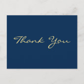 Moderne onechte gouden script blauwe afstuderen da briefkaart (Voorkant)