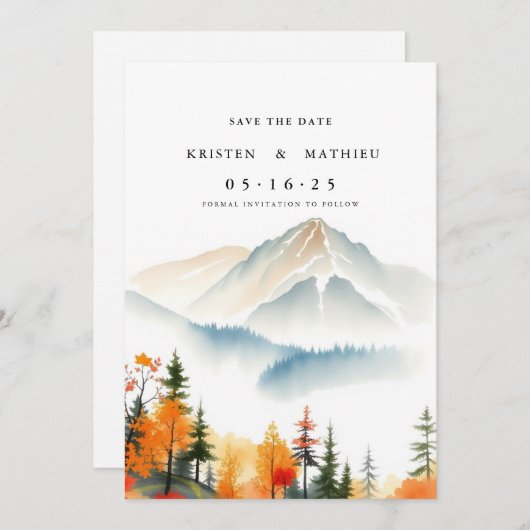 Moderne online berg save the date (Voorkant / Achterkant)