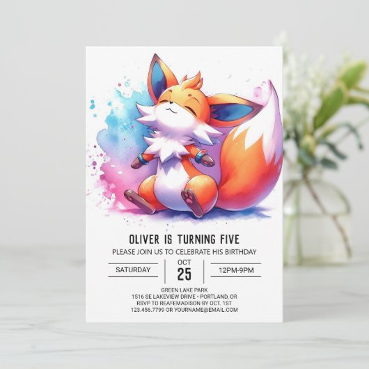 Moderne Online Fox Verjaardag Kaart (Staand voorkant)