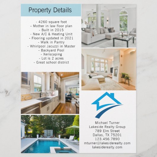 Moderne onroerend goed notering 2-zijdige flyer (Achterkant)