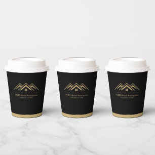 Moderne onroerend goed promotionele makelaar Logo Papieren Bekers