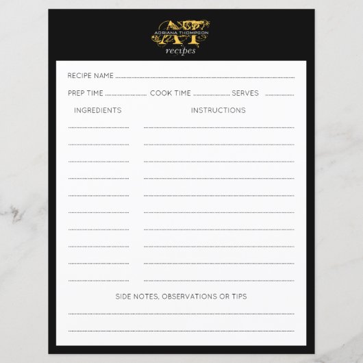 Moderne ontvangst met zwart-wit en gouden monogram (Achterkant)