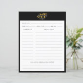 Moderne ontvangst met zwart-wit en gouden monogram (Staand voorkant)