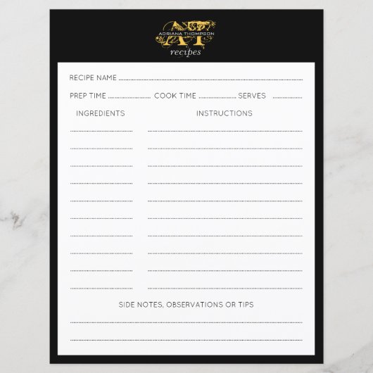 Moderne ontvangst met zwart-wit en gouden monogram (Voorkant)