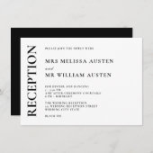 Moderne ontvangst van monogram zwart-witbruiloft informatiekaartje (Voorkant / Achterkant)