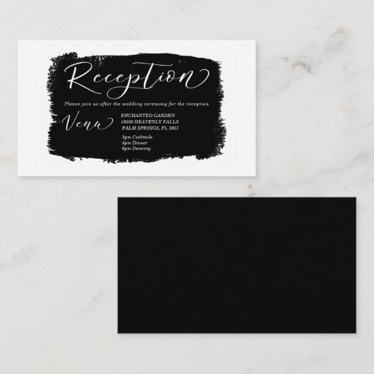 Moderne ontvangst van zwarte en witte bruiloft - G Informatiekaartje (Voorkant / Achterkant)