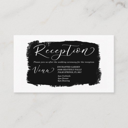 Moderne ontvangst van zwarte en witte bruiloft - G Informatiekaartje (Voorkant)
