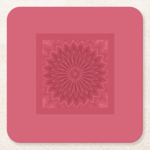 Moderne Ontwerper Roze Bloem Sieraftdruk Vierkante Kartonnen Onderzetter