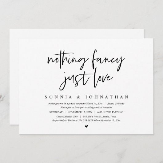 Moderne ontwikkeling, niets Fancy, gewoon liefde Kaart (Voorkant / Achterkant)