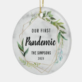 Moderne Onze Eerste Pandemie Koppel Foto Keramisch Ornament (Links)