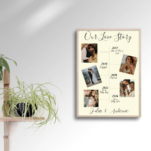 Moderne Onze Liefdesverhaal 5 Couple Foto Collage Poster