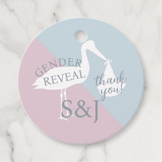 Moderne ooievaar Geslacht Onthullen Party Dank u Bedankjes Labels (Voorkant)