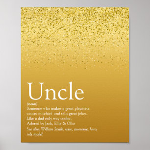 Moderne oom Funcle Definition Gold Glitter Glam Poster