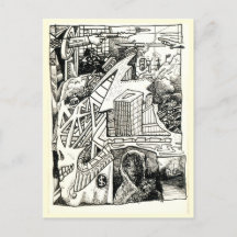 "Moderne oorlogvoering", inkttekening