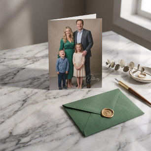 Moderne op maat gemaakte familiefoto wenskaart kaart