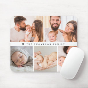 Moderne op maat gemaakte familiefotocollage muismat
