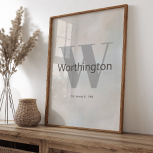 Moderne op maat gemaakte familienaam muurkunst neu poster