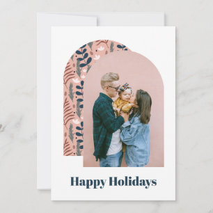 Moderne op maat gemaakte foto met roze blad feestdagenkaart