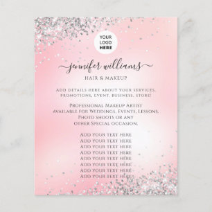 Moderne op maat gemaakte glitterroze promotie-logo flyer