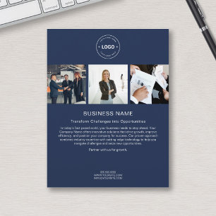 Moderne op maat gemaakte logo foto blauwe zakelijk flyer