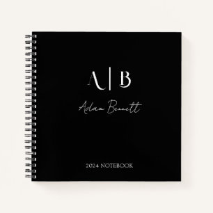 Moderne op maat gemaakte monogram initiaal naam Zw Notitieboek