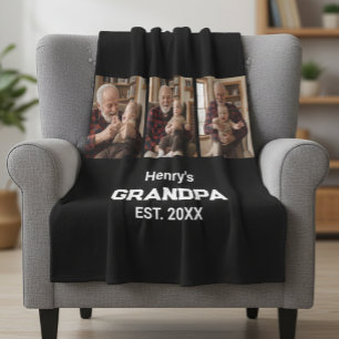 Moderne Opa Opgericht Naam Jaar 3 Foto Fleece Deken
