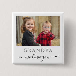Moderne Opa We Love You Kleinkinderen Foto Vierkante Button 5,1 Cm