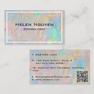 Moderne Opal Steen Gesimuleerde Hologram Gouden Ad Visitekaartje