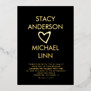 Moderne open hartslag - geperste Folie Folie Uitnodiging