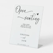 Moderne open zitplaatsen script hart bruiloft teke reclamebord met voetstuk (Voorkant)