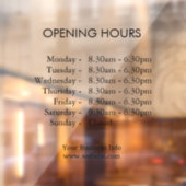 Moderne openingstijden | Aangepaste openingsuren v Raamsticker (Vel 2)