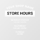Moderne openingstijden Elegant Script Small Busine Raamsticker (Vel)