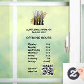 Moderne openingstijden met QR Code Business Logo Raamsticker (Huis)