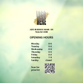 Moderne openingstijden met QR Code Business Logo Raamsticker (Vel 3)