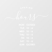 Moderne openingsuren Elegant script kleine onderne Raamsticker (Vel)