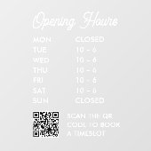 Moderne openingsuren QR-code script kleine bedrijv Raamsticker (Vel)