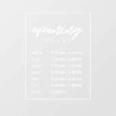 Moderne openingsuren winkel raamsticker (Vel)