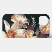 Moderne, opgerolde Big Florals | Aangepaste tekst Case-Mate iPhone Case (Achterkant (horizontaal))