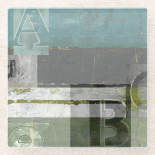 Moderne opmaak met geordende letters glazen onderzetter