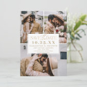 Moderne or gold save the date 3 photos grille de c (Debout devant)